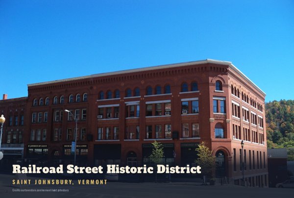 Saint Johnsbury Railroad Street Historic District Postcard artwork detail