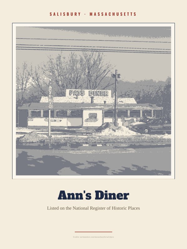 Salisbury Ann's Diner Landmark Print artwork detail