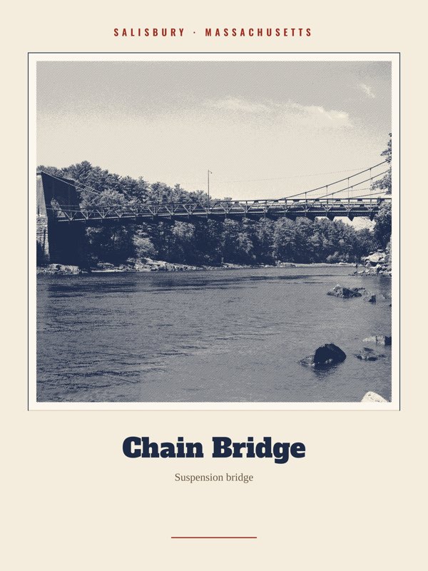 Salisbury Chain Bridge Landmark Print artwork detail