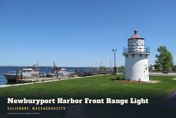 Salisbury Newburyport Harbor Front Range Light Postcard artwork detail