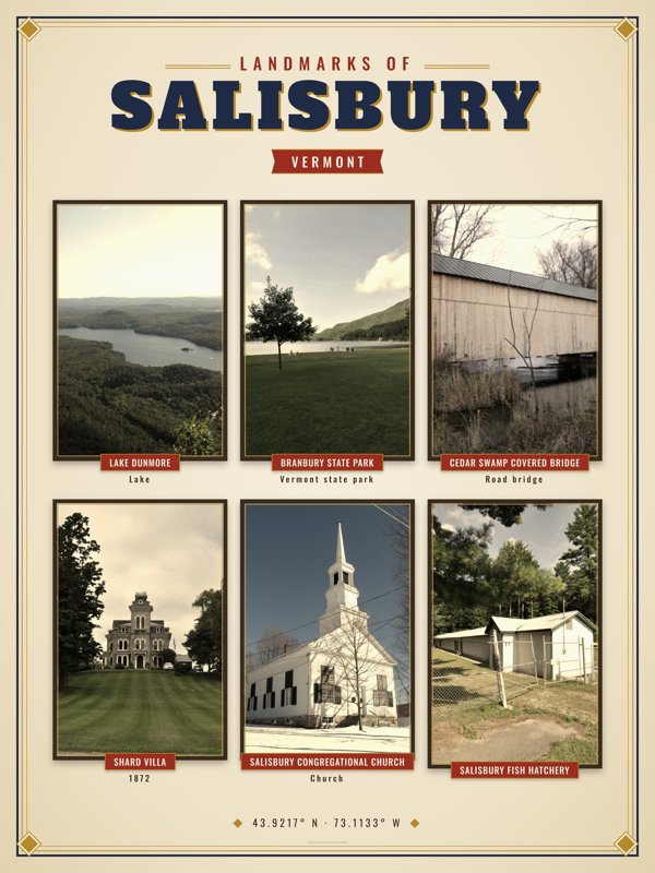 Salisbury Landmarks Photo Poster artwork detail