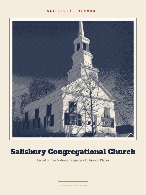 Salisbury Salisbury Congregational Church Landmark Print artwork detail