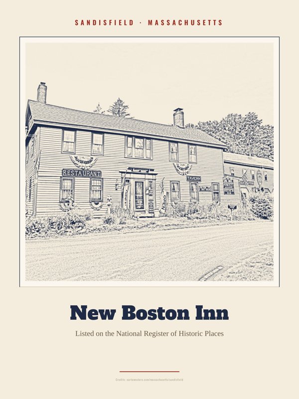 Sandisfield New Boston Inn Landmark Print artwork detail