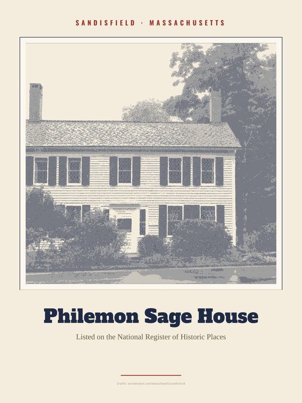 Sandisfield Philemon Sage House Landmark Print artwork detail