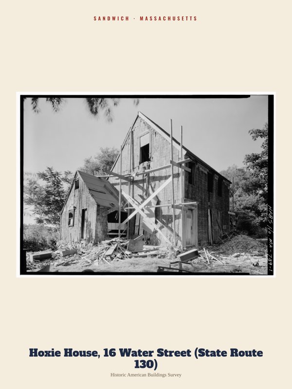 Sandwich Hoxie House, 16 Water Street (State Route 130) Archive Print artwork detail