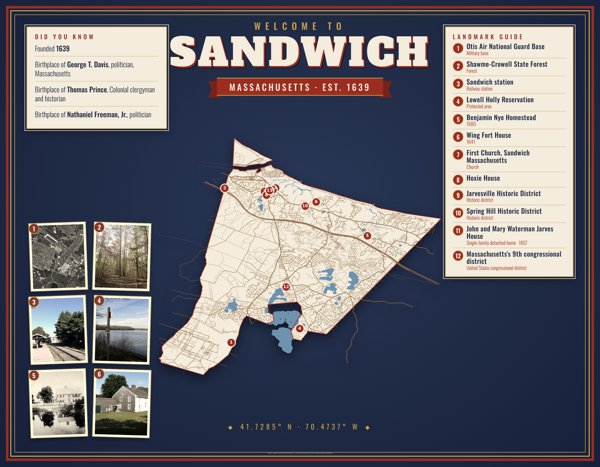 Sandwich Map Placemat artwork detail