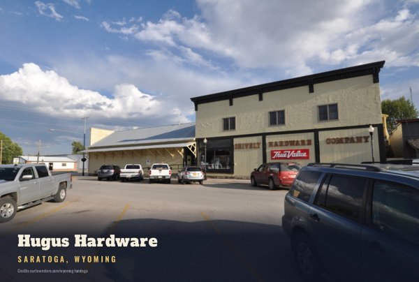 Saratoga Hugus Hardware Postcard artwork detail