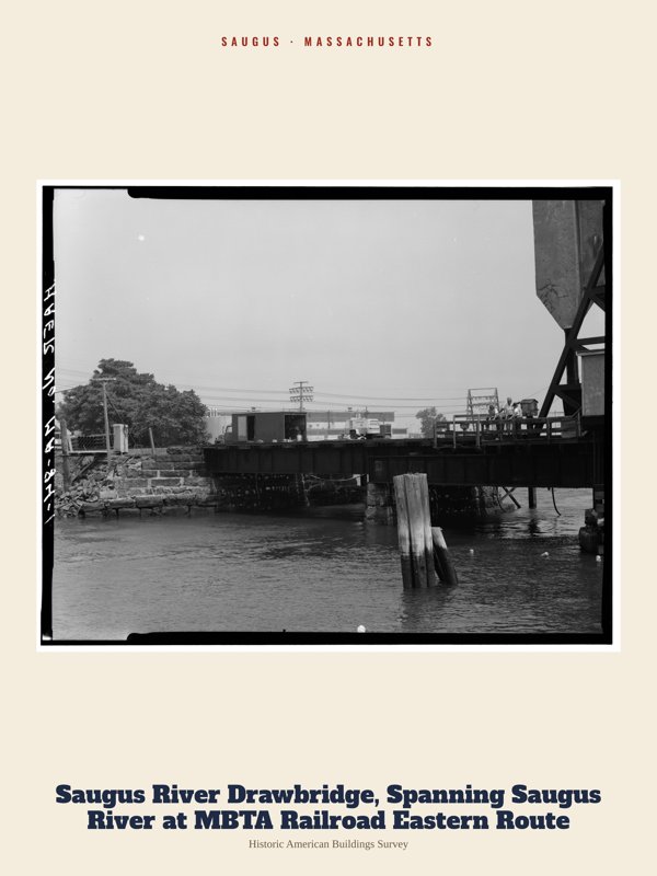 Saugus Saugus River Drawbridge, Spanning Saugus River at MBTA Railroad Eastern Route Archive Print artwork detail
