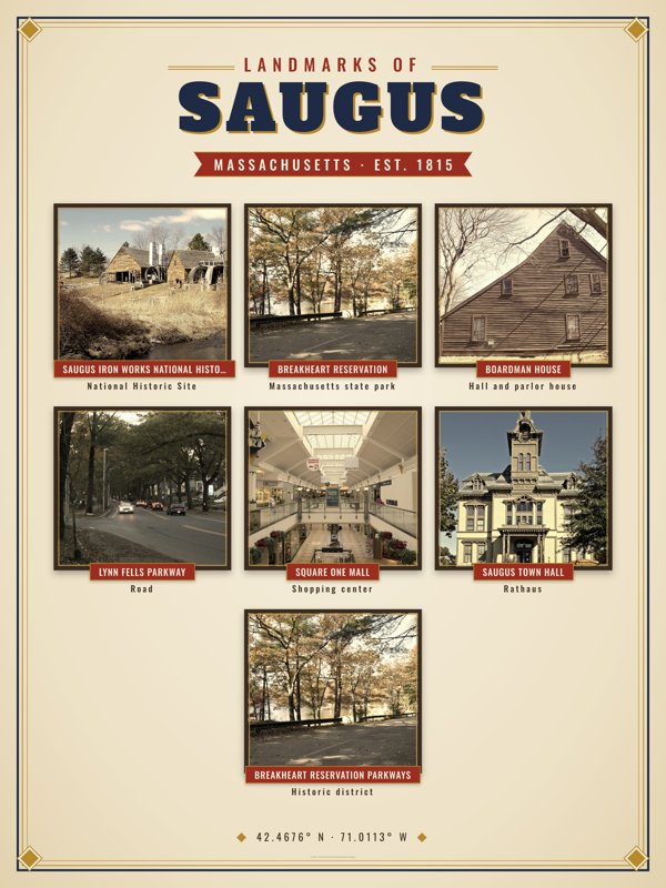 Saugus Landmarks Photo Poster artwork detail