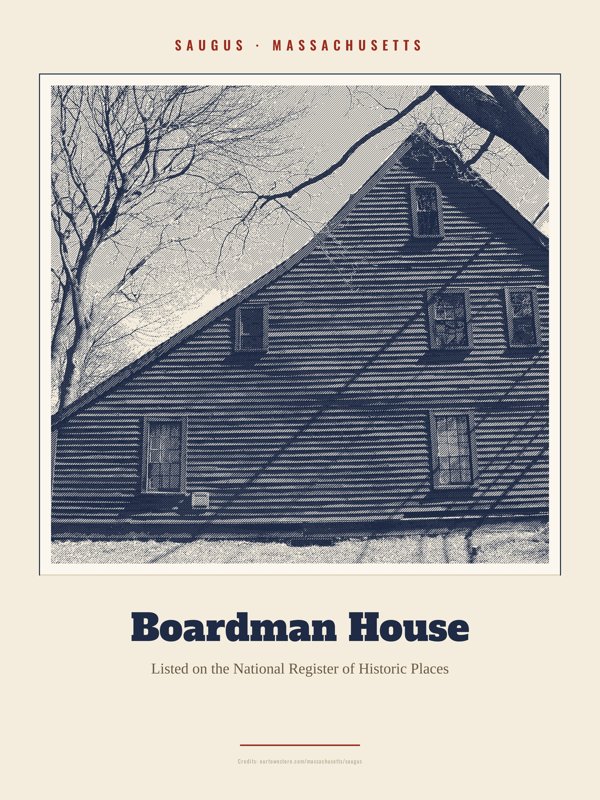 Saugus Boardman House Landmark Print artwork detail