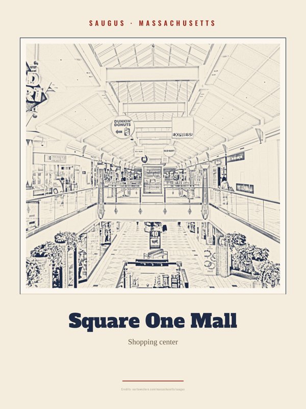 Saugus Square One Mall Landmark Print artwork detail