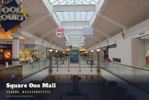Saugus Square One Mall Postcard artwork detail