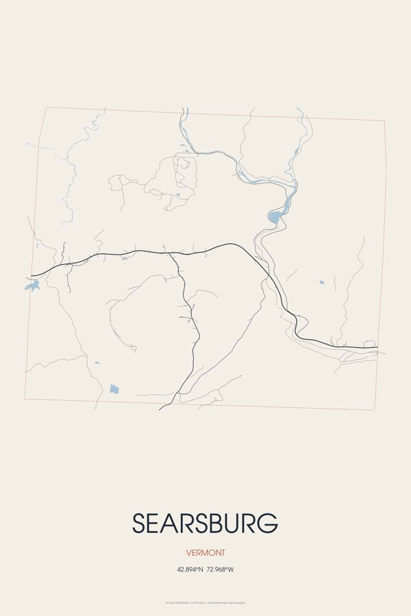 Searsburg Street Map Poster · Linen artwork detail