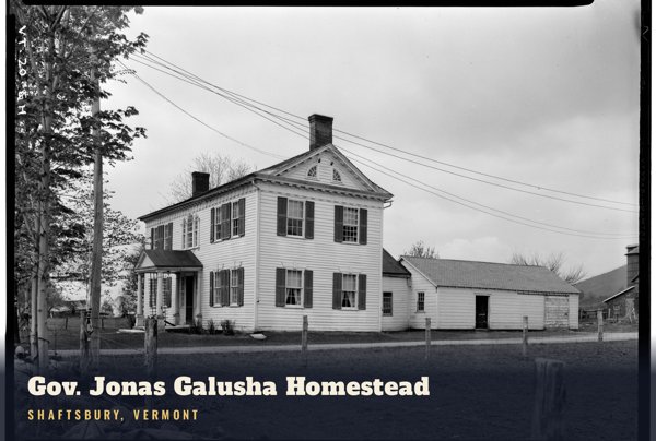 Shaftsbury Gov. Jonas Galusha Homestead Postcard artwork detail