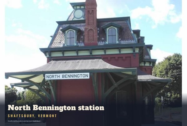 Shaftsbury North Bennington station Postcard artwork detail