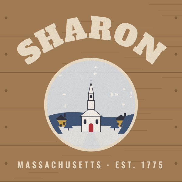 Sharon Hometown Wood Sign artwork detail