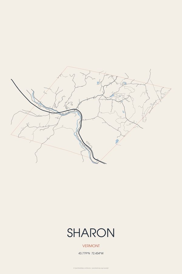 Sharon Street Map Poster · Linen artwork detail