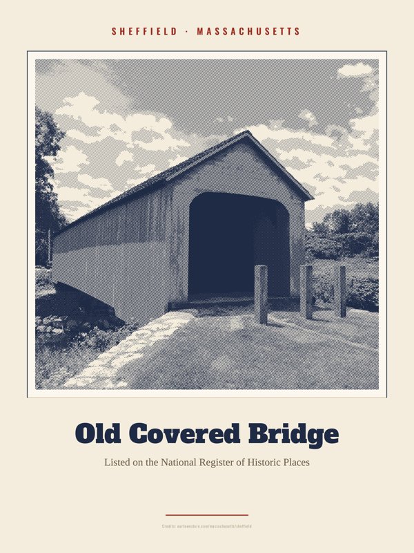 Sheffield Old Covered Bridge Landmark Print artwork detail