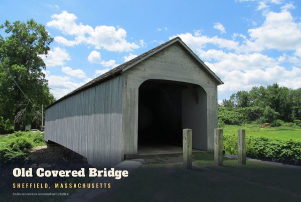 Sheffield Old Covered Bridge Postcard artwork detail