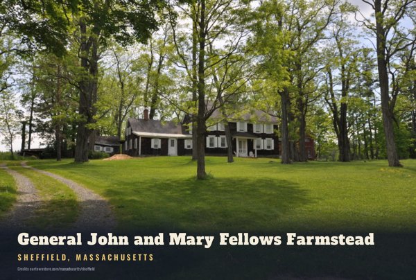 Sheffield General John and Mary Fellows Farmstead Postcard artwork detail