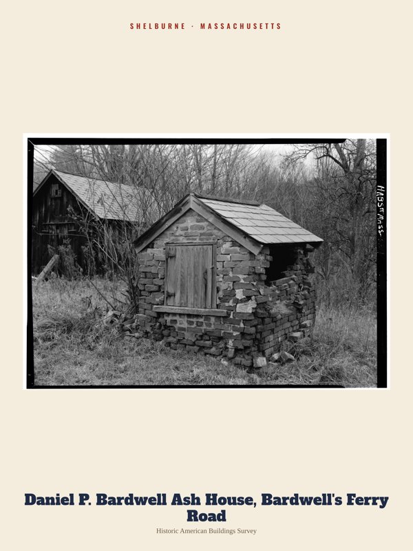 Shelburne Daniel P. Bardwell Ash House, Bardwell's Ferry Road Archive Print artwork detail