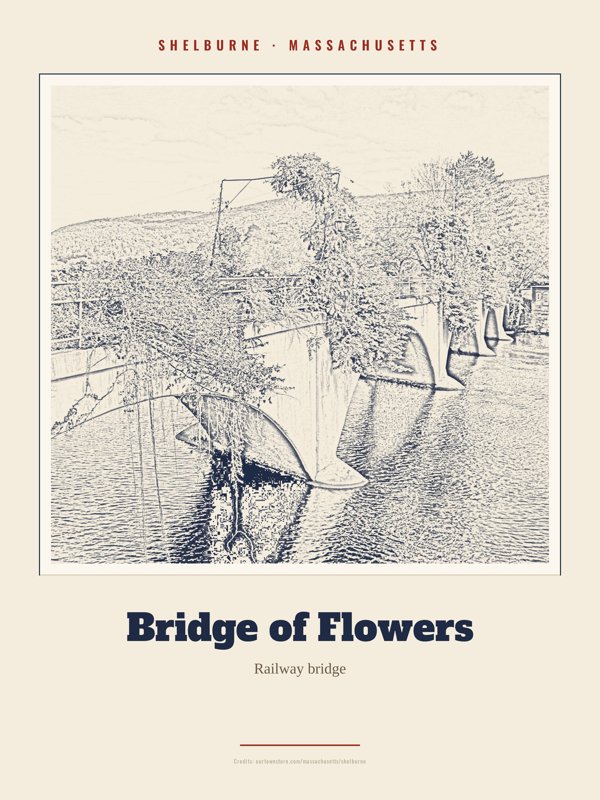 Shelburne Bridge of Flowers Landmark Print artwork detail