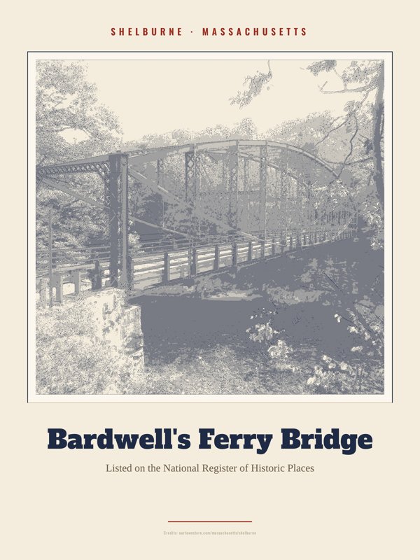 Shelburne Bardwell's Ferry Bridge Landmark Print artwork detail