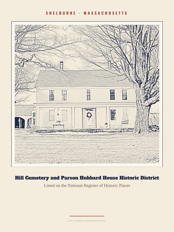 Shelburne Hill Cemetery and Parson Hubbard House Historic District Landmark Print artwork detail