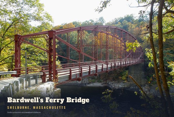 Shelburne Bardwell's Ferry Bridge Postcard artwork detail