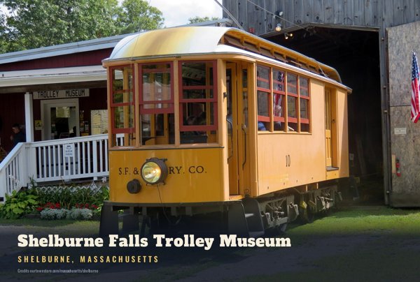 Shelburne Shelburne Falls Trolley Museum Postcard artwork detail