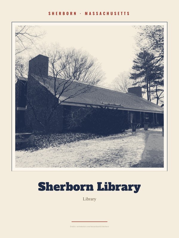 Sherborn Sherborn Library Landmark Print artwork detail