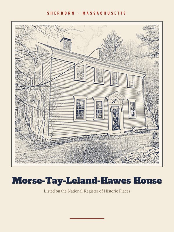 Sherborn Morse-Tay-Leland-Hawes House Landmark Print artwork detail