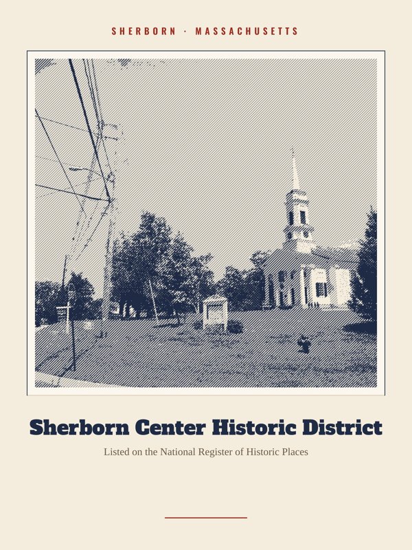 Sherborn Sherborn Center Historic District Landmark Print artwork detail