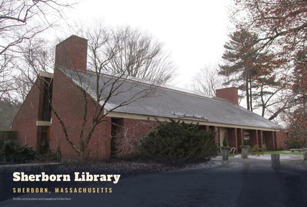 Sherborn Sherborn Library Postcard artwork detail