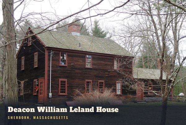 Sherborn Deacon William Leland House Postcard artwork detail