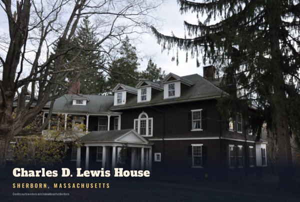 Sherborn Charles D. Lewis House Postcard artwork detail