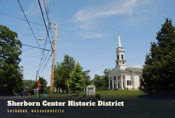 Sherborn Sherborn Center Historic District Postcard artwork detail