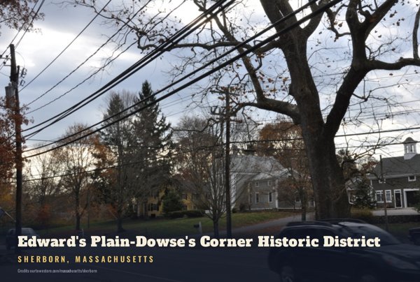 Sherborn Edward's Plain-Dowse's Corner Historic District Postcard artwork detail