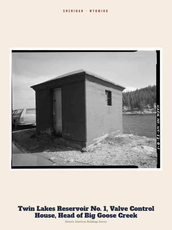Sheridan Twin Lakes Reservoir No. 1, Valve Control House, Head of Big Goose Creek Archive Print artwork detail