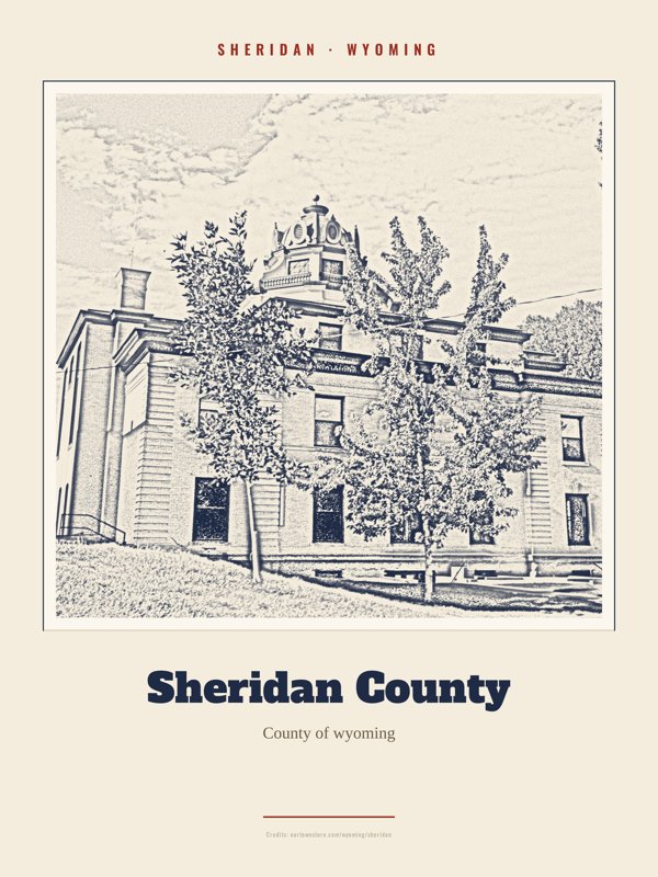 Sheridan Sheridan County Landmark Print artwork detail