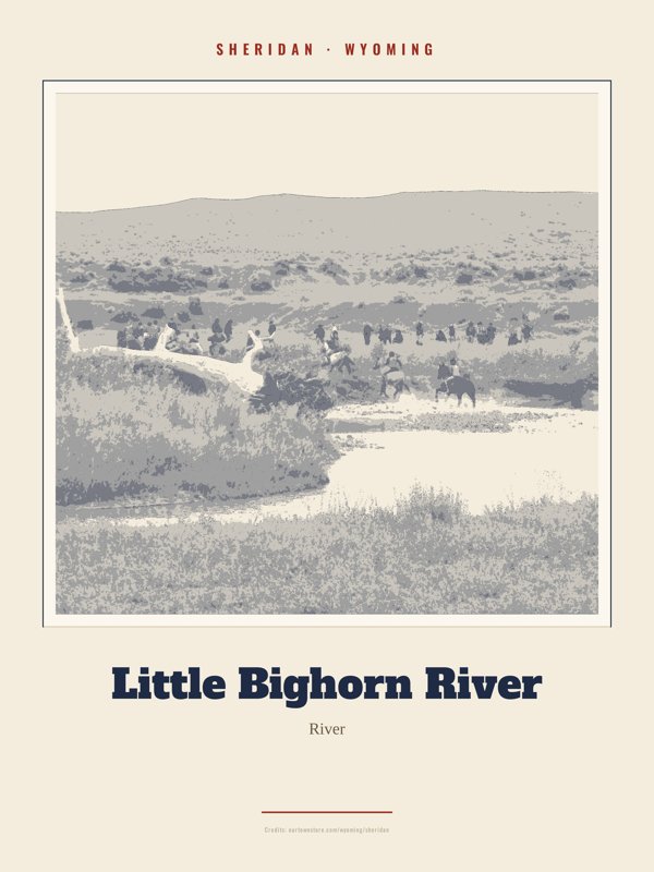 Sheridan Little Bighorn River Landmark Print artwork detail
