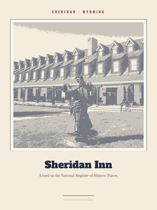 Sheridan Sheridan Inn Landmark Print artwork detail