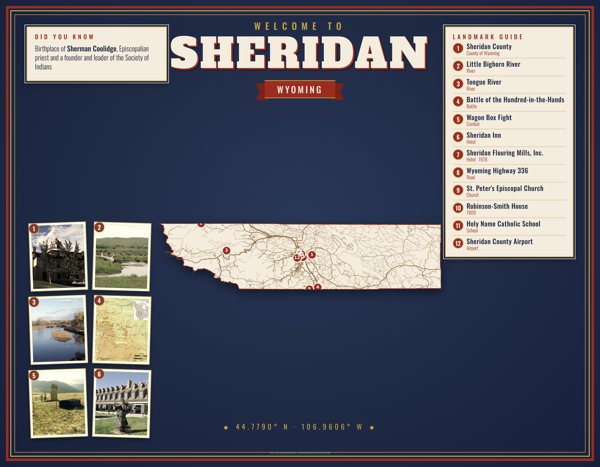 Sheridan Map Placemat artwork detail