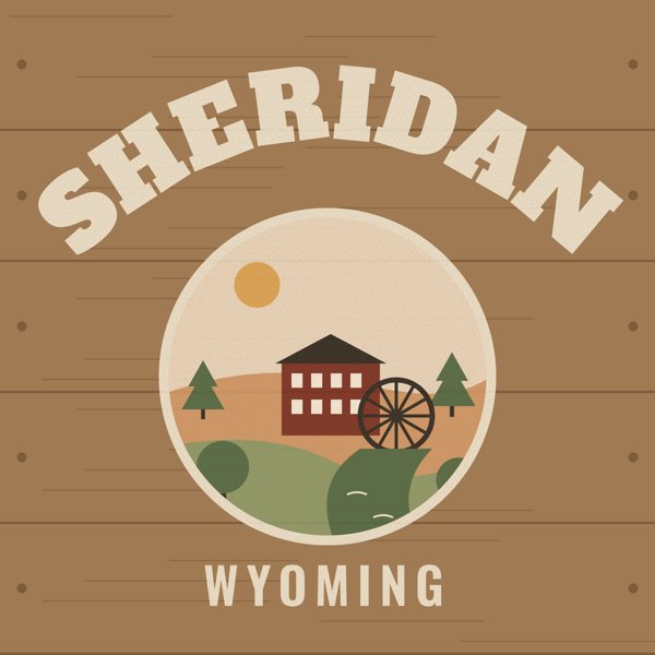 Sheridan Hometown Wood Sign artwork detail