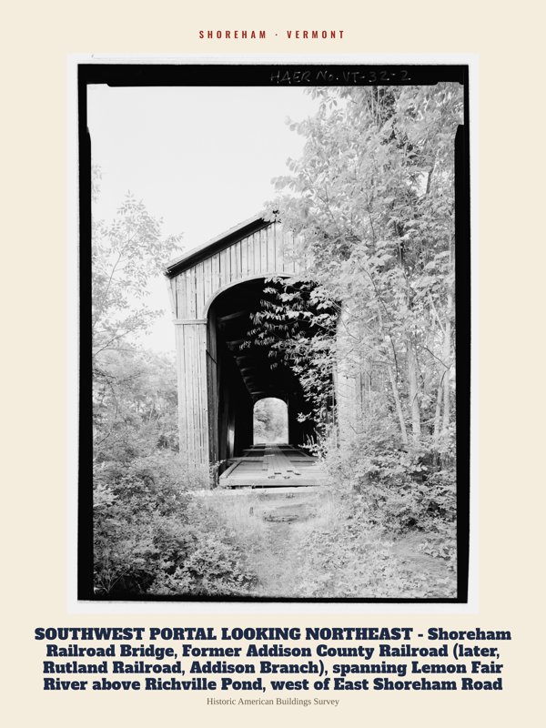 Shoreham SOUTHWEST PORTAL LOOKING NORTHEAST - Shoreham Railroad Bridge, Former Addison County Railroad (later, Rutland Railroad, Addison Branch), spanning Lemon Fair River above Richville Pond, west of East Shoreham Road Archive Print artwork detail
