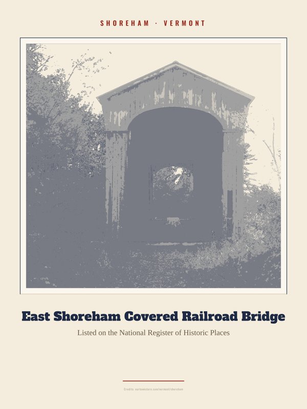 Shoreham East Shoreham Covered Railroad Bridge Landmark Print artwork detail