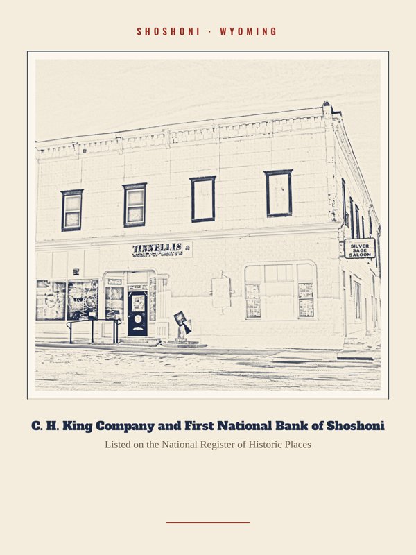 Shoshoni C. H. King Company and First National Bank of Shoshoni Landmark Print artwork detail
