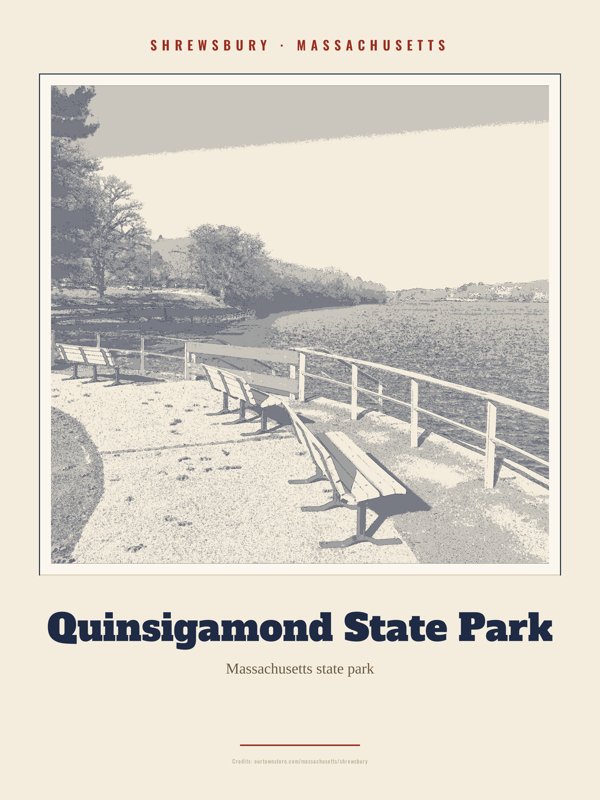 Shrewsbury Quinsigamond State Park Landmark Print artwork detail