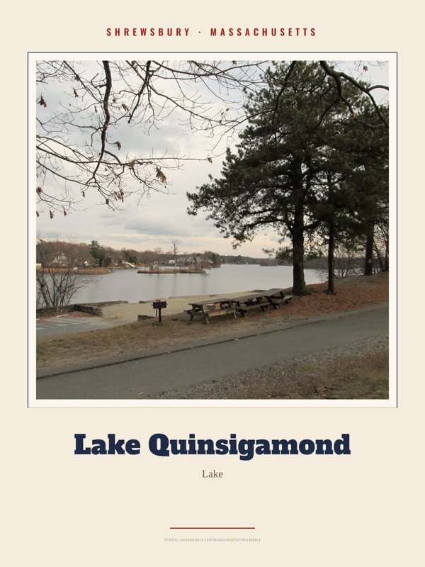 Shrewsbury Lake Quinsigamond Landmark Print artwork detail