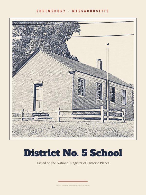 Shrewsbury District No. 5 School Landmark Print artwork detail